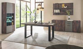 Esszimmer Set Piano in Thermo Eiche und grau Speisezimmer 4-teilig mit Soft-Close Esszimmer Set Piano in Thermo Eiche und grau Speisezimmer 4-teilig mit Soft-Close