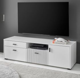 TV-Lowboard Merced in weiß matt TV Unterteil 150 x 44 cm TV-Lowboard Merced in weiß matt TV Unterteil 150 x 44 cm