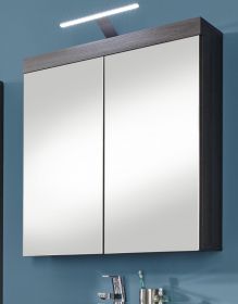 Badezimmer Spiegelschrank Miami in Sardegna grau Rauchsilber Badschrank 2-türig 72 x 79 cm
